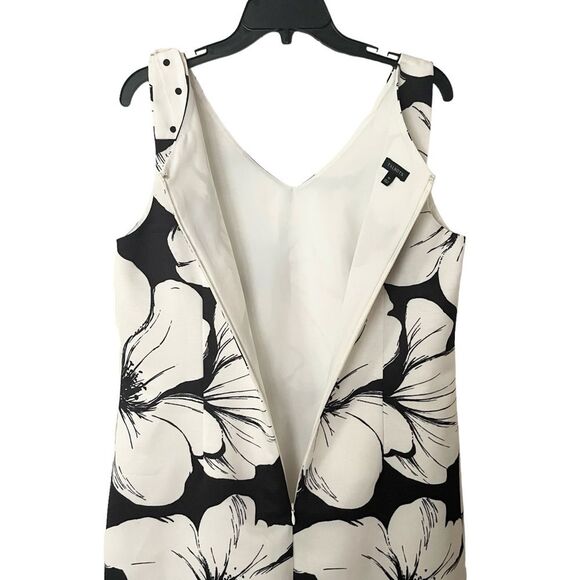 TALBOTS Black and White Floral Shift Sleeveless Shift Dress w/Bow Womens Size 10 - Picture 5 of 14